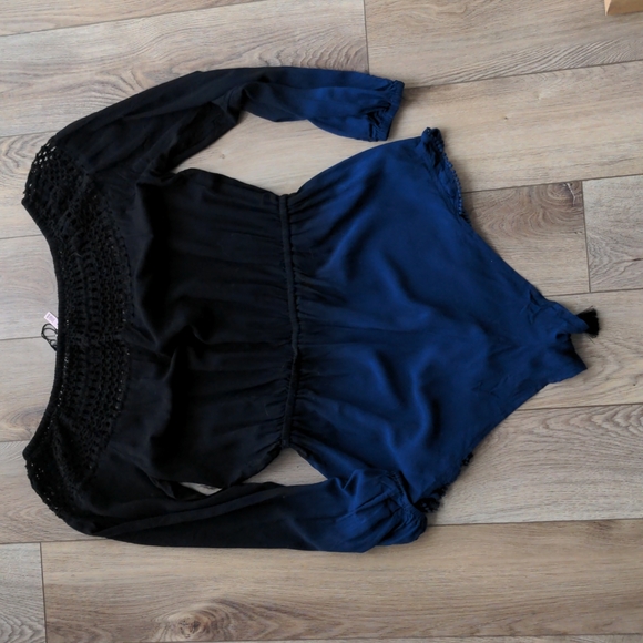 New Victoria's Secret Ombre Romper Blue Black Crochet - Picture 4 of 5